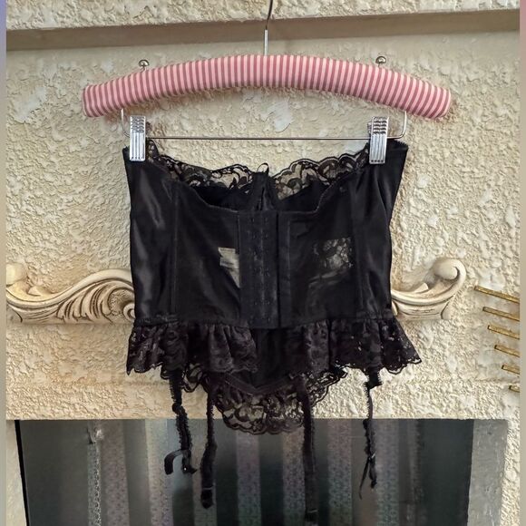 VTG Victoria’s Secret Gold Crown Label Black Corset Size 34 C - Picture 7 of 11